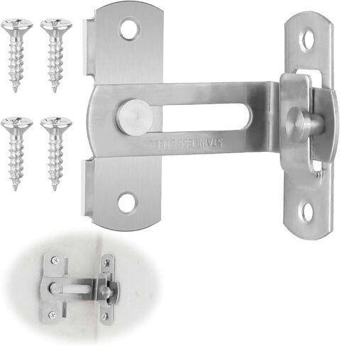 Right Angle Curved Door Flip Door Sliding Latch 90 Degree Stainless Steel Latch Safety Sliding Barn Door Lock Screen Door Stopper Lock Security Hook Gate Latch for Bathroom Barn Garden Garage in Saudi Arabia