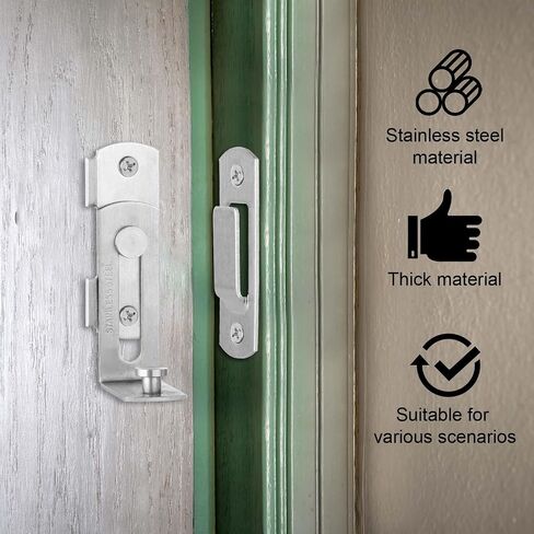 Right Angle Curved Door Flip Door Sliding Latch 90 Degree Stainless Steel Latch Safety Sliding Barn Door Lock Screen Door Stopper Lock Security Hook Gate Latch for Bathroom Barn Garden Garage in Saudi Arabia