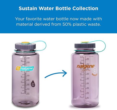 Nalgene Water Bottle - Lightweight Sustain Tritan BPA-Free Shatterproof Bottle for Backpacking, Hiking, Gym, 32 OZ, Wide Mouth, Marmalade Orange in Saudi Arabia