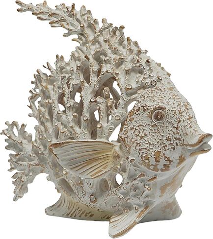 VVGIFTS Beach Coastal Decor Coral Reef Angelfish Home Office Desk Decor Sculpture Statue for Tabletop Shelf Bathroom Decoration Ornament Gift (Turquoise and Blue) in Saudi Arabia