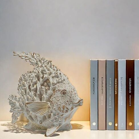 VVGIFTS Beach Coastal Decor Coral Reef Angelfish Home Office Desk Decor Sculpture Statue for Tabletop Shelf Bathroom Decoration Ornament Gift (Turquoise and Blue) in Saudi Arabia