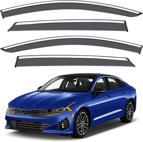 Vesul Compatible with Kia Sportage 2023 2024 LX EX SX Prestige X-Pro X-Line Rain Guard Window Visor Window Wind Deflector Shield Cover Vent Visor with Black 304 Stainless Steel Trim Outside Mount Type in Saudi Arabia