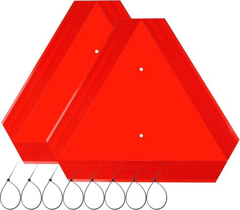 Slow Moving Vehicle Safety Sign Triangle Aluminum 14"x16"/0.6mm Slow Moving Vehicle Triangle for Golf Cart UTV/ATV/RTV,Tractor Farm equipment.etc.(2PCS) in Saudi Arabia