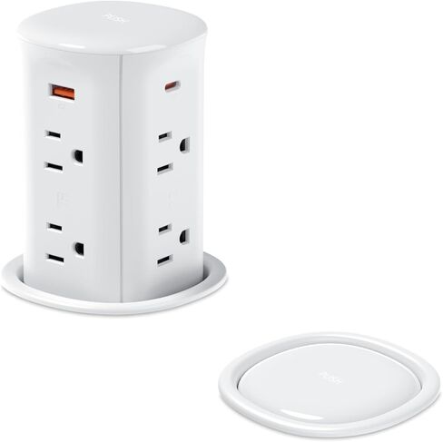 Pop up Outlet for Countertop,3-1/8 inch Hole Desk Grommet Power Station,20W USB C Fast Charging,8 Outlets 4-USB,Kitchen Island Pop Up Electrical Outlet,Office Power Supply,Black in Saudi Arabia