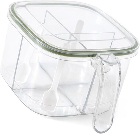4 Compartments Seasoning Box with Cover and 4 Serving Spoons, Transparent Spice Pot Clear Seasoning Storage Box Container Kitchen Condiment Jars for Kitchen Salt Pepper Sugar in Saudi Arabia