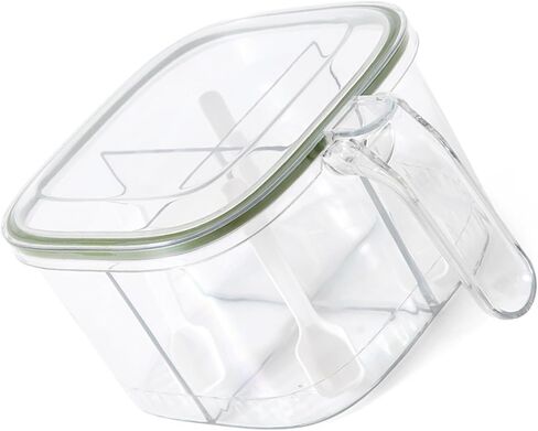 4 Compartments Seasoning Box with Cover and 4 Serving Spoons, Transparent Spice Pot Clear Seasoning Storage Box Container Kitchen Condiment Jars for Kitchen Salt Pepper Sugar in Saudi Arabia