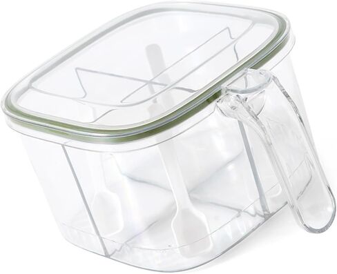 4 Compartments Seasoning Box with Cover and 4 Serving Spoons, Transparent Spice Pot Clear Seasoning Storage Box Container Kitchen Condiment Jars for Kitchen Salt Pepper Sugar in Saudi Arabia