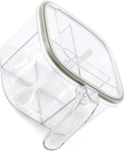 4 Compartments Seasoning Box with Cover and 4 Serving Spoons, Transparent Spice Pot Clear Seasoning Storage Box Container Kitchen Condiment Jars for Kitchen Salt Pepper Sugar in Saudi Arabia