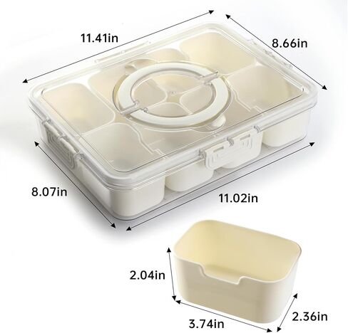 Divided Serving Tray with Lid and Handle - Versatile Snackle Box Charcuterie Container for Fruits, Nuts & Candy - Portable Clear Organizer for Party, Picnic, Entertaining, Travel in Saudi Arabia