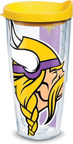 Tervis Made in USA Double Walled NFL Minnesota Vikings Insulated Tumbler Cup Keeps Drinks Cold & Hot, 24oz - Black Lid, All Over in Saudi Arabia