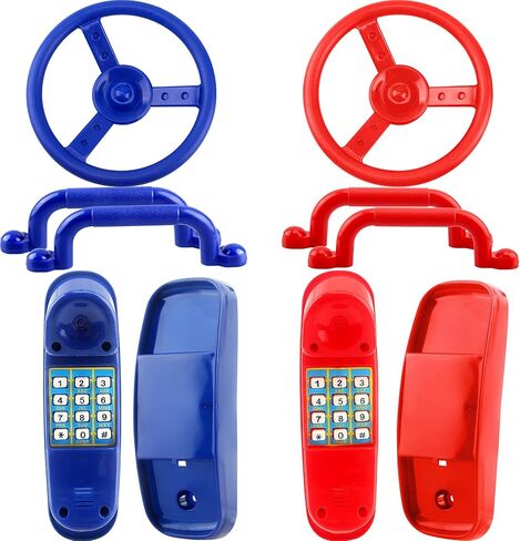 Playground Accessories Swingset Steering Wheel Safety Handles Plastic Swingset Phone Toy Swing Set Telephone for Kids Outdoor Treehouse Playhouse Swing Set (Green,Yellow) in Saudi Arabia