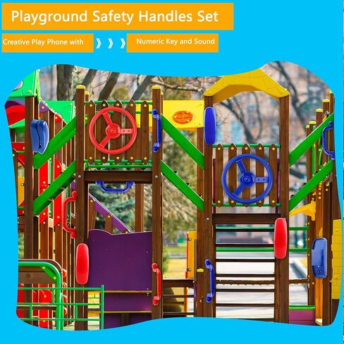 Playground Accessories Swingset Steering Wheel Safety Handles Plastic Swingset Phone Toy Swing Set Telephone for Kids Outdoor Treehouse Playhouse Swing Set (Green,Yellow) in Saudi Arabia