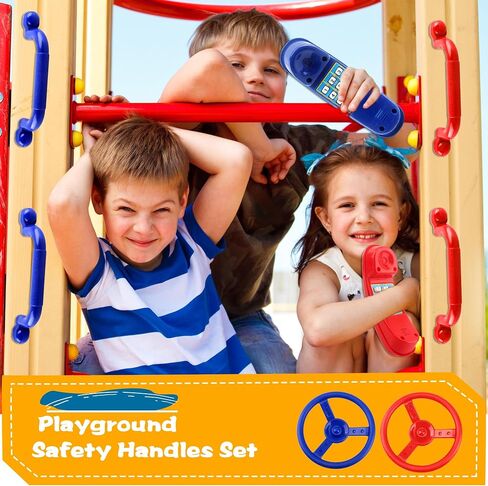 Playground Accessories Swingset Steering Wheel Safety Handles Plastic Swingset Phone Toy Swing Set Telephone for Kids Outdoor Treehouse Playhouse Swing Set (Green,Yellow) in Saudi Arabia