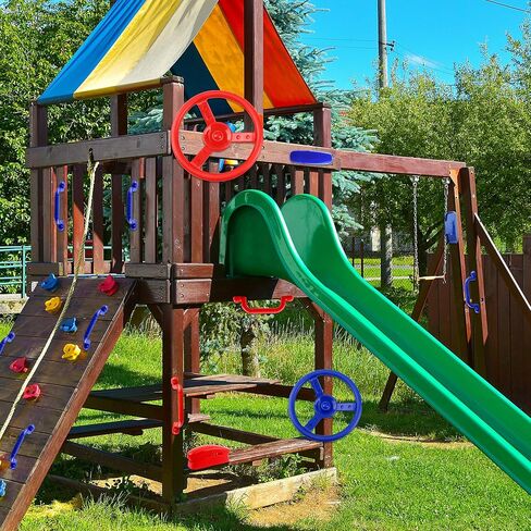 Playground Accessories Swingset Steering Wheel Safety Handles Plastic Swingset Phone Toy Swing Set Telephone for Kids Outdoor Treehouse Playhouse Swing Set (Green,Yellow) in Saudi Arabia