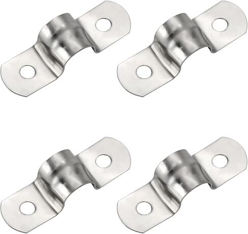 MroMax 20Pcs Rigid Pipe Strap 0.2" Tension Tube Clip Clamp 6.8 Grade 304 Stainless Steel Rigid Pipe Straps with 2 Holes Tube U Bracket Clamp Hanger 5mm Pipe Clamp Silver Tone in Kuwait