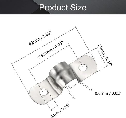 MroMax 20Pcs Rigid Pipe Strap 0.2" Tension Tube Clip Clamp 6.8 Grade 304 Stainless Steel Rigid Pipe Straps with 2 Holes Tube U Bracket Clamp Hanger 5mm Pipe Clamp Silver Tone in Kuwait