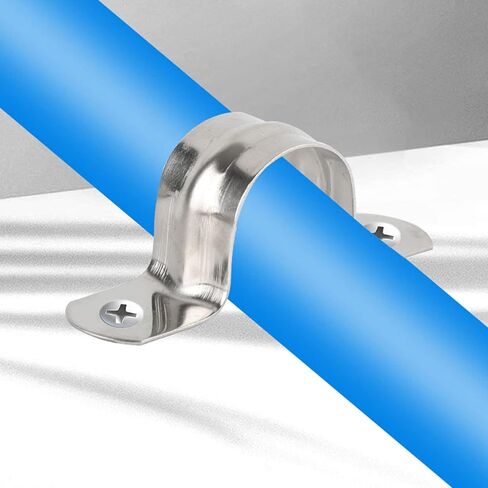 MroMax 20Pcs Rigid Pipe Strap 0.2" Tension Tube Clip Clamp 6.8 Grade 304 Stainless Steel Rigid Pipe Straps with 2 Holes Tube U Bracket Clamp Hanger 5mm Pipe Clamp Silver Tone in Kuwait