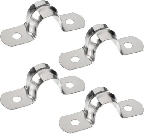 MroMax 20Pcs Rigid Pipe Strap 0.2" Tension Tube Clip Clamp 6.8 Grade 304 Stainless Steel Rigid Pipe Straps with 2 Holes Tube U Bracket Clamp Hanger 5mm Pipe Clamp Silver Tone in Kuwait