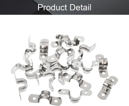 MroMax 20Pcs Rigid Pipe Strap 0.2" Tension Tube Clip Clamp 6.8 Grade 304 Stainless Steel Rigid Pipe Straps with 2 Holes Tube U Bracket Clamp Hanger 5mm Pipe Clamp Silver Tone in Kuwait