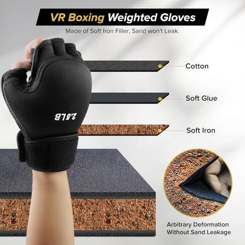 Weighted Hand Gloves 5lb(2.5lb Each), Soft Iron Fitness Gloves, Washable, for Gym Boxing Swimming Strength Training in Kuwait