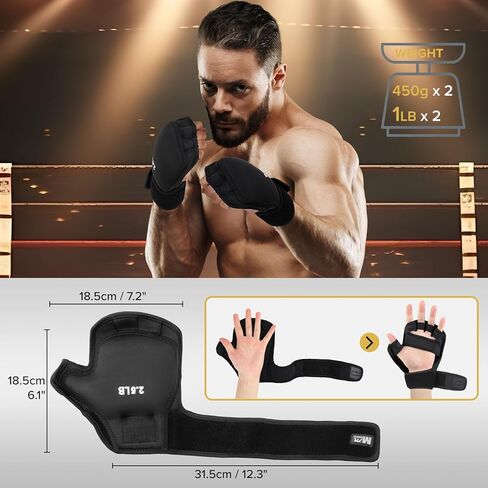 Weighted Hand Gloves 5lb(2.5lb Each), Soft Iron Fitness Gloves, Washable, for Gym Boxing Swimming Strength Training in Kuwait