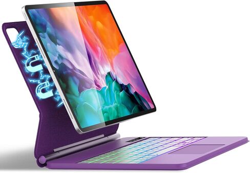 FARYODI Keyboard Case for iPad Air 13 Inch (M2, 2024) & iPad Pro 12.9 (6th/5th/4th/3rd Gen), 7 Colors RBG Backlit Wireless for iPad Magic Keyboard, Auto Sleep/Wake with Pencil Holder-White in Saudi Arabia