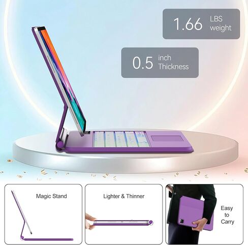 FARYODI Keyboard Case for iPad Air 13 Inch (M2, 2024) & iPad Pro 12.9 (6th/5th/4th/3rd Gen), 7 Colors RBG Backlit Wireless for iPad Magic Keyboard, Auto Sleep/Wake with Pencil Holder-White in Saudi Arabia