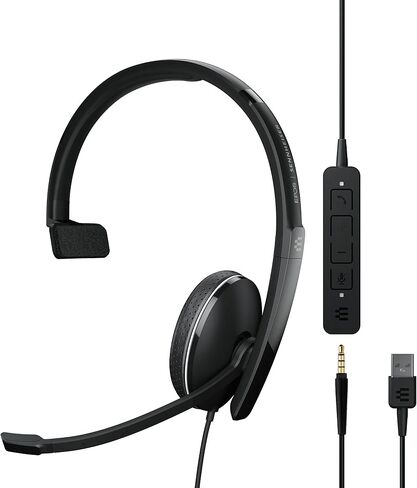 EPOS | Sennheiser ADAPT 135 USB II (1000914) - Wired, Single-Sided Headset - 3.5mm Jack and USB Connectivity - UC Optimized - Superior Sound - Enhanced Comfort - Call Control - Black in Saudi Arabia