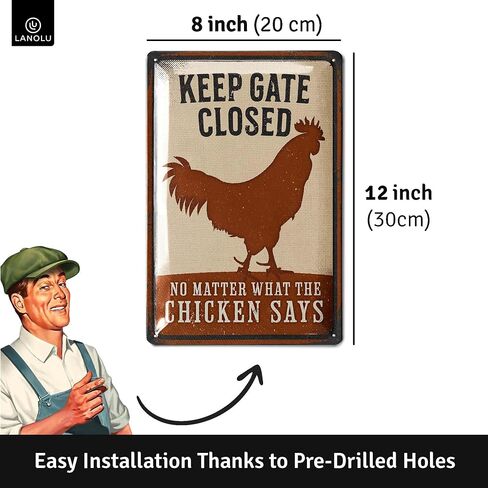 Funny Chicken Coop Signs for outside, Beware of Chicken, Chickens Decor for Coop & Outdoor, Chicken Lover Gifts, Metal Chicken Signs, Chicken Coop Decorations 12x8" in Saudi Arabia