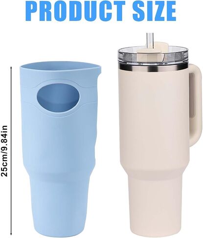Protective Silicone Boot for Stanley Quencher Tumbler 40oz, Anti-Scratch Water Bottle Sleeve Case Full Cover BPA-Free Cup Bottom Protector Logo & Handle Cutout Design (Light Blue) in Saudi Arabia