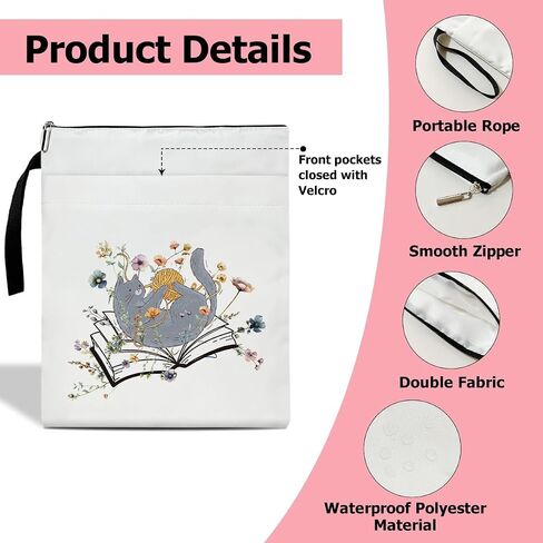 Easily Distracted by Cats and Books Book Sleeve, Book Sleeve With Zipper, Book Pouch Book Cover Kindle Protector Sleeve, Book Sleeve for Book Lovers Gifts for Women Teen Librarian Bookworm Bookish /12 in Saudi Arabia