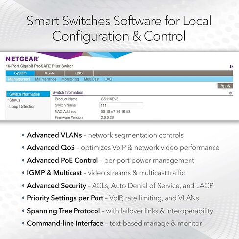 NETGEAR 26-Port PoE Gigabit Ethernet Smart Switch (GS724TPP) - Managed, Optional Insight Cloud Management, 24 x PoE+ @ 380W, 2 x 1G SFP, Desktop or Rackmount, and Limited Lifetime Protection in Saudi Arabia