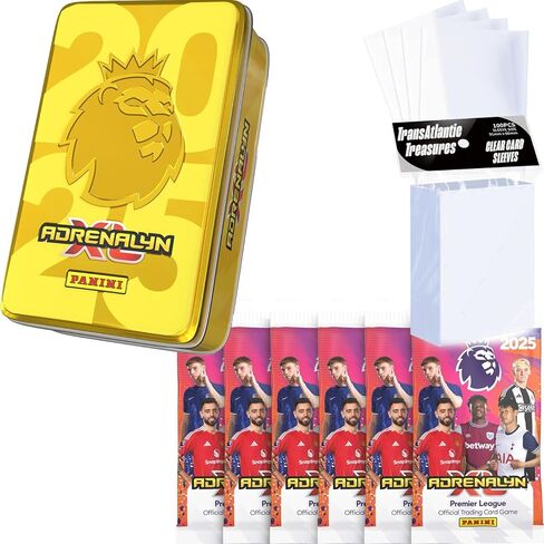 Panini Adrenalyn XL Premier League Soccer Trading Cards 2024-2025, Random Mega Tin, 6 Extra Packs & 100 Card Protector Sleeves in Kuwait