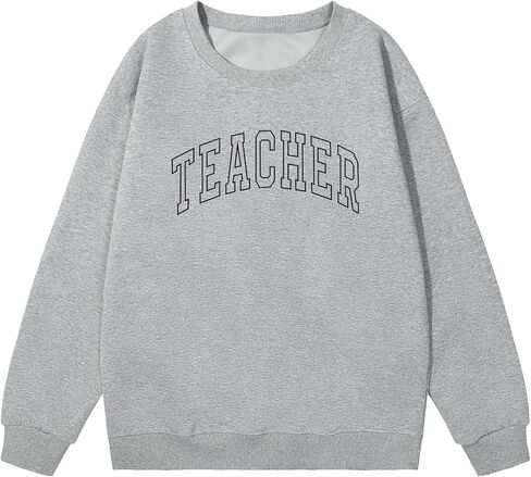 Teacher Sweatshirts for Women Cute Teacher Life Graphic Shirt Inspirational Long Sleeve Crewneck Loose Pullover Tops in Kuwait