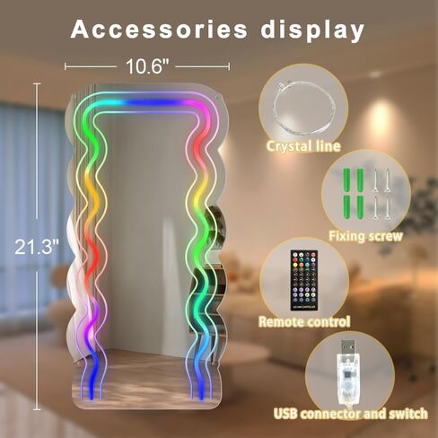 JXIN Dream Color Mirror Neon Sign مع جهاز تحكم عن بعد، 10 * 21 بوصة، ضوء مع 210 نوعًا من الألوان، لمرآة الملابس، مساعد المكياج، ديكور الحائط، غرفة النوم، غرفة المعيشة، هدية عيد الحب in Saudi Arabia