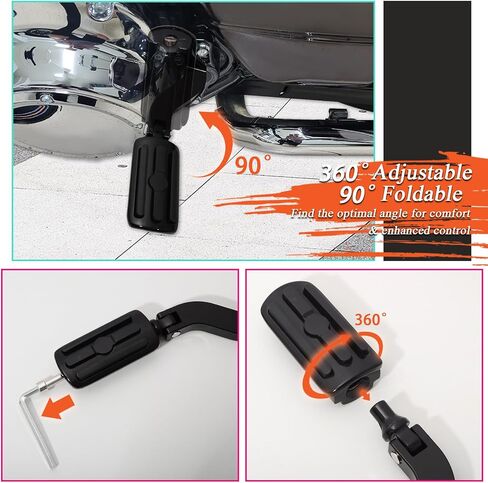 طقم مسند قدم الركاب من FOVPLUE، مسند للقدمين + أوتاد للركاب لتركيب Harley 1993-2024 Touring Road Glide FLT، Electra Glide FLHT، FLHS، Road King FLHR، نماذج Street Glide، أسود لامع in Kuwait