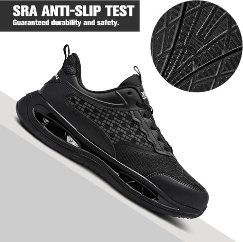 أحذية LARNMERN ذات مقدمة فولاذية واسعة للرجال أحذية رياضية للعمل خفيفة الوزن وآمنة ومريحة، أحذية تنس غير قابلة للتدمير وقابلة للتنفس (11.5 للرجال، أسود) in Kuwait