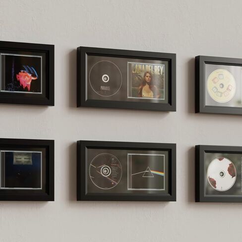 7.5"x14" CD Display Frame for CD Cases and Discs, Wooden Frame with Black Flocked Fabric, Signed CD Display Frame Case, Record Album Display Wall Mount, CD Music Frame, Home Decor in Kuwait