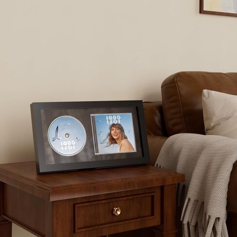 7.5"x14" CD Display Frame for CD Cases and Discs, Wooden Frame with Black Flocked Fabric, Signed CD Display Frame Case, Record Album Display Wall Mount, CD Music Frame, Home Decor in Kuwait