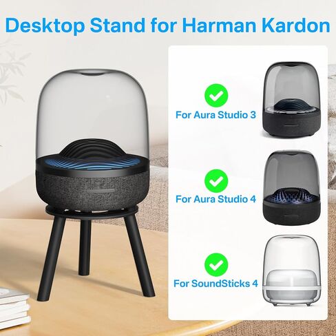 حامل مكبر صوت مكتبي معدني لـ Harman Kardon Aura Studio 3، Aura Studio 4، SoundSticks 4 حامل مكبر صوت - حامل مكبر صوت سطح المكتب لـ Harman Kardon للصوت المحيطي سهل التركيب، أسود in Kuwait