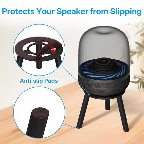 حامل مكبر صوت مكتبي معدني لـ Harman Kardon Aura Studio 3، Aura Studio 4، SoundSticks 4 حامل مكبر صوت - حامل مكبر صوت سطح المكتب لـ Harman Kardon للصوت المحيطي سهل التركيب، أسود in Kuwait