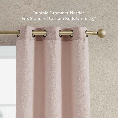 Jessica Simpson – Groovy Textured Floral Paisley Ultimate Blackout Curtains | Set of 2 Panels and 2 Tiebacks | Privacy Drapes | Premium Grommet Header | 38" x 96" | Blush Pink in Saudi Arabia