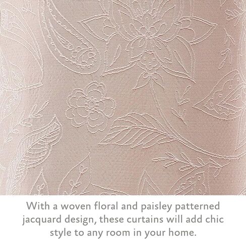 Jessica Simpson – Groovy Textured Floral Paisley Ultimate Blackout Curtains | Set of 2 Panels and 2 Tiebacks | Privacy Drapes | Premium Grommet Header | 38" x 96" | Blush Pink in Saudi Arabia