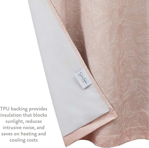 Jessica Simpson – Groovy Textured Floral Paisley Ultimate Blackout Curtains | Set of 2 Panels and 2 Tiebacks | Privacy Drapes | Premium Grommet Header | 38" x 96" | Blush Pink in Saudi Arabia