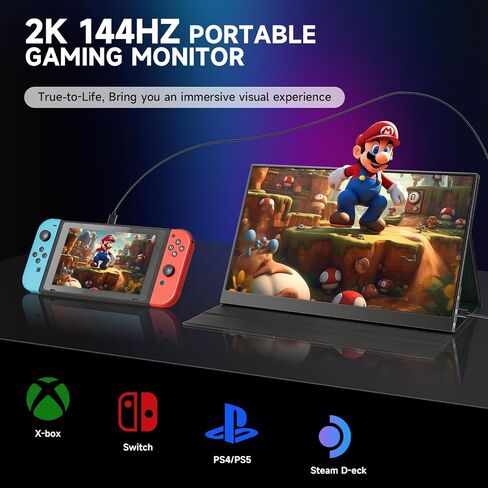 2.5K Portable Monitor 17.3 Inch 2560x1440 100% Adobe sRGB IPS HDR USB-C Second Laptop Monitor HDMI Computer Display Gaming Monitor Travel Monitor for Laptop PC Mac Phone PS4 Xbox Switch in Saudi Arabia