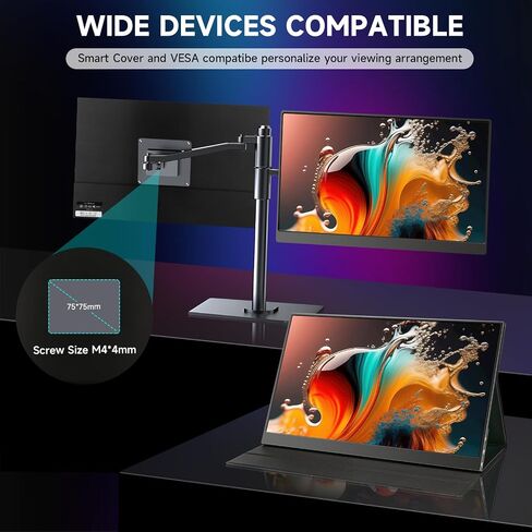 2.5K Portable Monitor 17.3 Inch 2560x1440 100% Adobe sRGB IPS HDR USB-C Second Laptop Monitor HDMI Computer Display Gaming Monitor Travel Monitor for Laptop PC Mac Phone PS4 Xbox Switch in Saudi Arabia