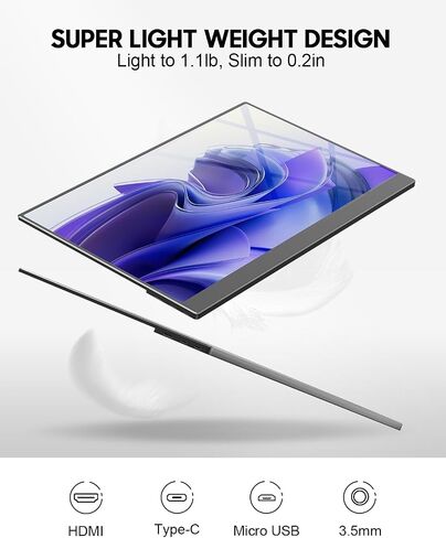 2.5K Portable Monitor 17.3 Inch 2560x1440 100% Adobe sRGB IPS HDR USB-C Second Laptop Monitor HDMI Computer Display Gaming Monitor Travel Monitor for Laptop PC Mac Phone PS4 Xbox Switch in Saudi Arabia