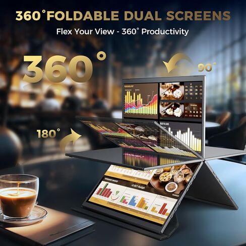 Lepow Portable Monitor 15.6'' 1080P USB-C Laptop Dual Screen Extender 360° Foldable Gaming Monitor HDR IPS Travel Monitor w/Cover & Speakers, External Monitor for Laptop PC Mac Phone Xbox Switch PS5/4 in Saudi Arabia
