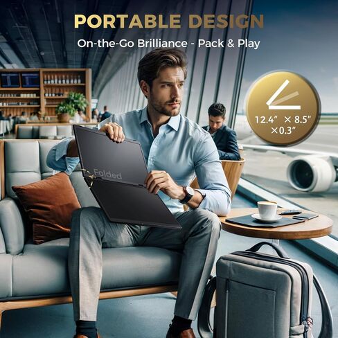 Lepow Portable Monitor 15.6'' 1080P USB-C Laptop Dual Screen Extender 360° Foldable Gaming Monitor HDR IPS Travel Monitor w/Cover & Speakers, External Monitor for Laptop PC Mac Phone Xbox Switch PS5/4 in Saudi Arabia