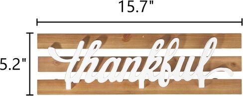 Rustic Thankful Signs for Home Decor 16 Inches, Hanging Wooden Craft Give Thanks Sign for Wall Decor Living Room, Handmade Farmhouse Thankful Grateful Blessed Sign for Bedroom Kitchen in Saudi Arabia